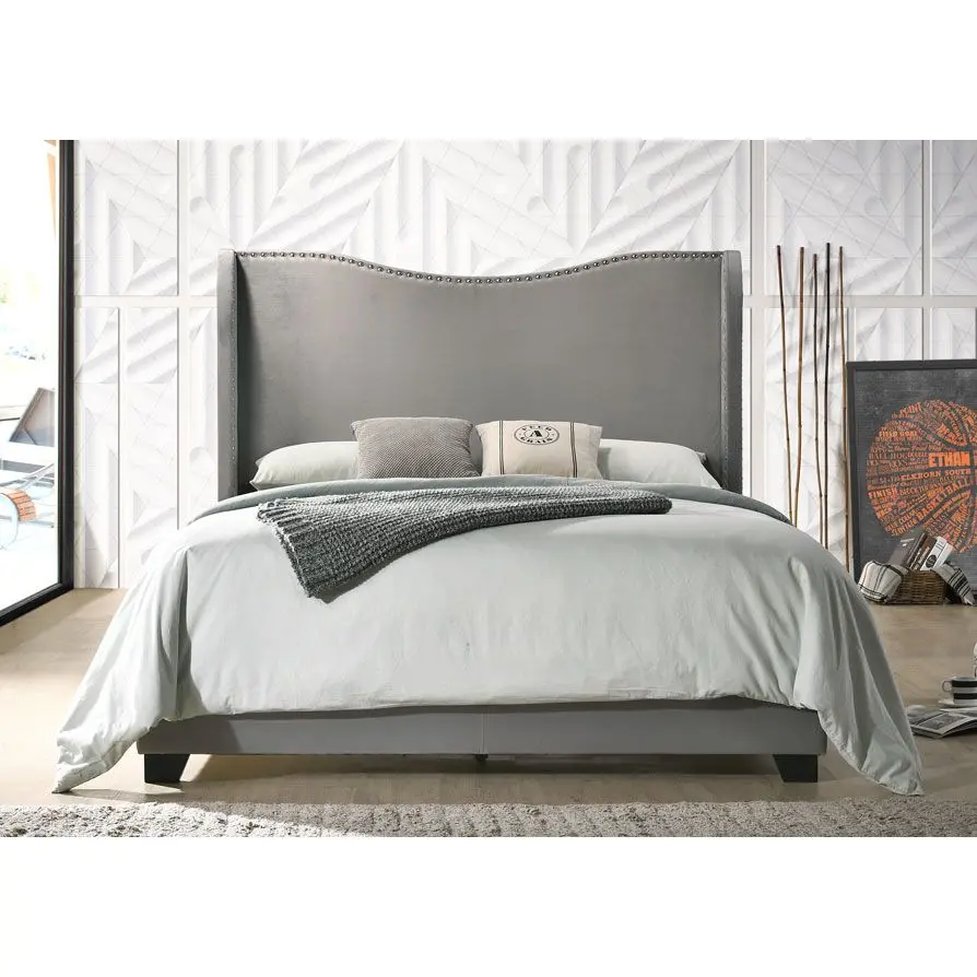 Favorer Kris Full Linen Upholstered Winged Sides Bed Frame - Linen Fabric, Plush Padding, Multi-Size (Twin/Full/Queen), Durable Modern Design, Transitional Home Decor, Box Spring Compatible, Assembly Required, Textured Fabric