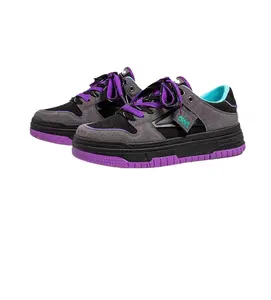 Low-Top Mixed-Material Casual Sneakers | Dual Lace Design, Anti-Slip Platform Sole for Daily Street Style