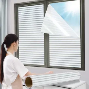 Blinds Pattern Window Film, Frosted Privacy Window Film, Vinyl Decorative Window Decals, Anti-UV Static Clings, No-Glue Removable Sticker, Window Privacy Films, Sun Shade Film