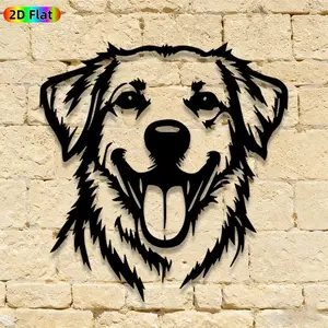 1pc Cute Golden Retriever Metal Wall Art, Cute Golden Retriever Statue Mural, Iron Craft, Perfect for Living Room, Garden, Zoo Corner Decor, Home Decor, Artistic Metalwork, Silhouette Wall Decor, Christmas Decor, Ideal Gift for Pet Lovers
