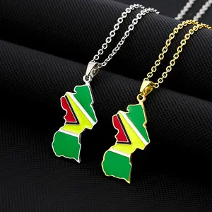 Creative map necklace French Guiana map flag pendant necklace Unisex Couple jewelry Vintage jewelry Souvenirs
