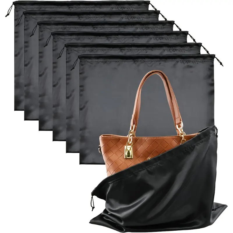 6-Piece Silk Dust Covers - Protective Drawstring Bags for Handbags, Purses, Shoes, and Boots - Soft, Luxurious Storage Pouches for Travel and Organization Organiser