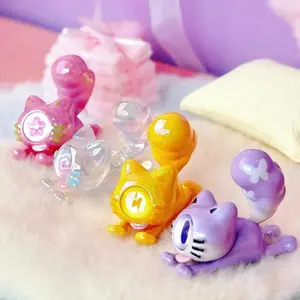 Downy One-Eye Cat Series Blind Box, Prank Park Theme Miniature Figurines, Cute Decorations, DIY Materials, Micro Model, Blind Bag