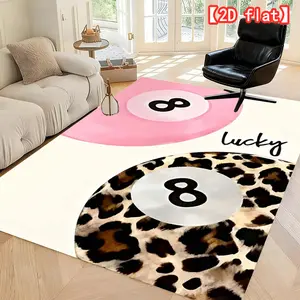 2D flat pink leopard print lucky ball creative design, suitable for home decoration, office, yoga or holiday gifts, velvet colored carpets can be machine washed, perfect choice to create a warm atmosphere, Animal Printed Rug, Home Decorative Rug