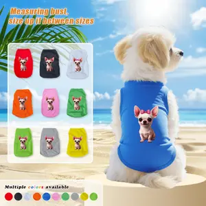Sizes S-2XL: Chihuahua with a bow print, pullover style, available in a variety of colors, lightweight and breathable for summer, suitable for both indoor and outdoor use, and fits all small dogs and cats.