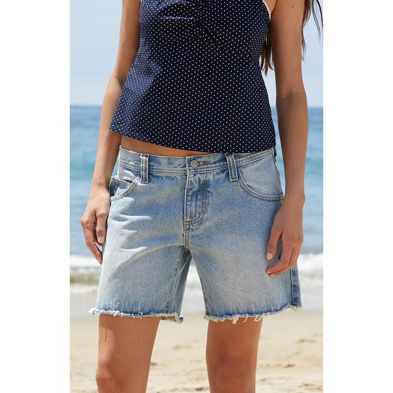 John Galt Women's Light Blue Low Rise Relaxed Jorts