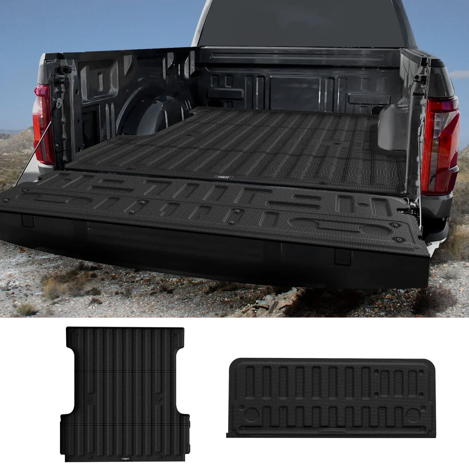 Lasfit Automotive Mats - Sturdy Bed & Tailgate Mat Set for 2024-2026 Ford F-150 (Including F-150 Lightning), 5.5 Ft / 6.5 Ft 5.5' Bed Scratch Guard, Stain-Resistant, UV-Resistant for Off-Road Trips