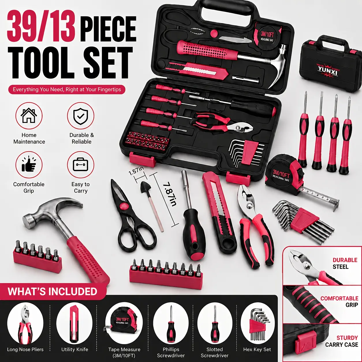 39/ 13 Pack Home Decoration Tool Kit - Multifunctional Combination Set with Durable Tools, Including Screwdrivers, Pliers, Hex Wrench, Etc., Packed in a Compact Box - Perfect for Handymen And Craft Lovers