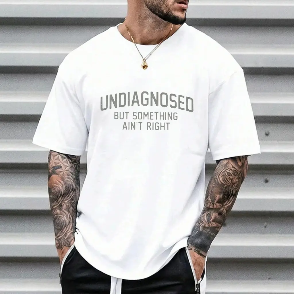 Short-sleeved printed funny "Not diagnosed yet but feeling off" humorous T-shirt - Casual wear unique festival gift