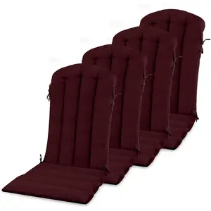 Adirondack Chair Cushions with Straps, Folding Patio Chair Pads for Indoor and Outdoor Use, Comfortable 19.7x18.9x1.5 Inch Seat Cushions, Rocking Chair Cushion Set, 4-Pack, Burgundy