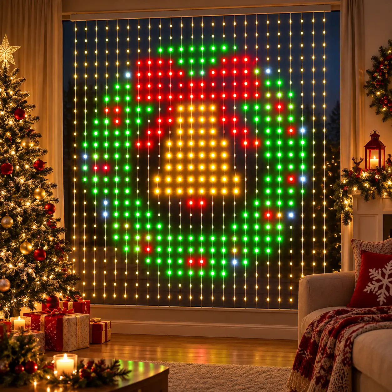 Magical RGB-IC Smart Curtain Fairy Lights - 400LED RGB Chasing, Remote & APP Control with Switch, IP44 Waterproof, DIY Setup String, Backdrop Window Lighting for Halloween Home Party Decor (Indoor Recreation), Magical Lights