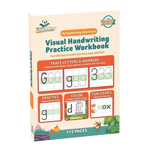 Channie's TB100 Visual Handwriting Practice & Activity Workbook - 112 Pages, Homeschool Supplies, Elementary School Study Supplies, Office Stationery & Educational Teaching Tools
