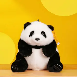 Panda Life Shop, 35cm Realistic Sitting Backpack Plush Fur Doll, Chengdu Panda Base Souvenir, Perfect Gift for Kids & Girlfriends，The same design as Panda Huahua, can be used as a plush toy.