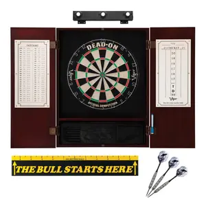Viper Dead On Sisal Dartboard, Metropolitan Mahogany Cabinet, Shadow Buster Dartboard Lights & "The Bull Starts Here" Throw Line Marker