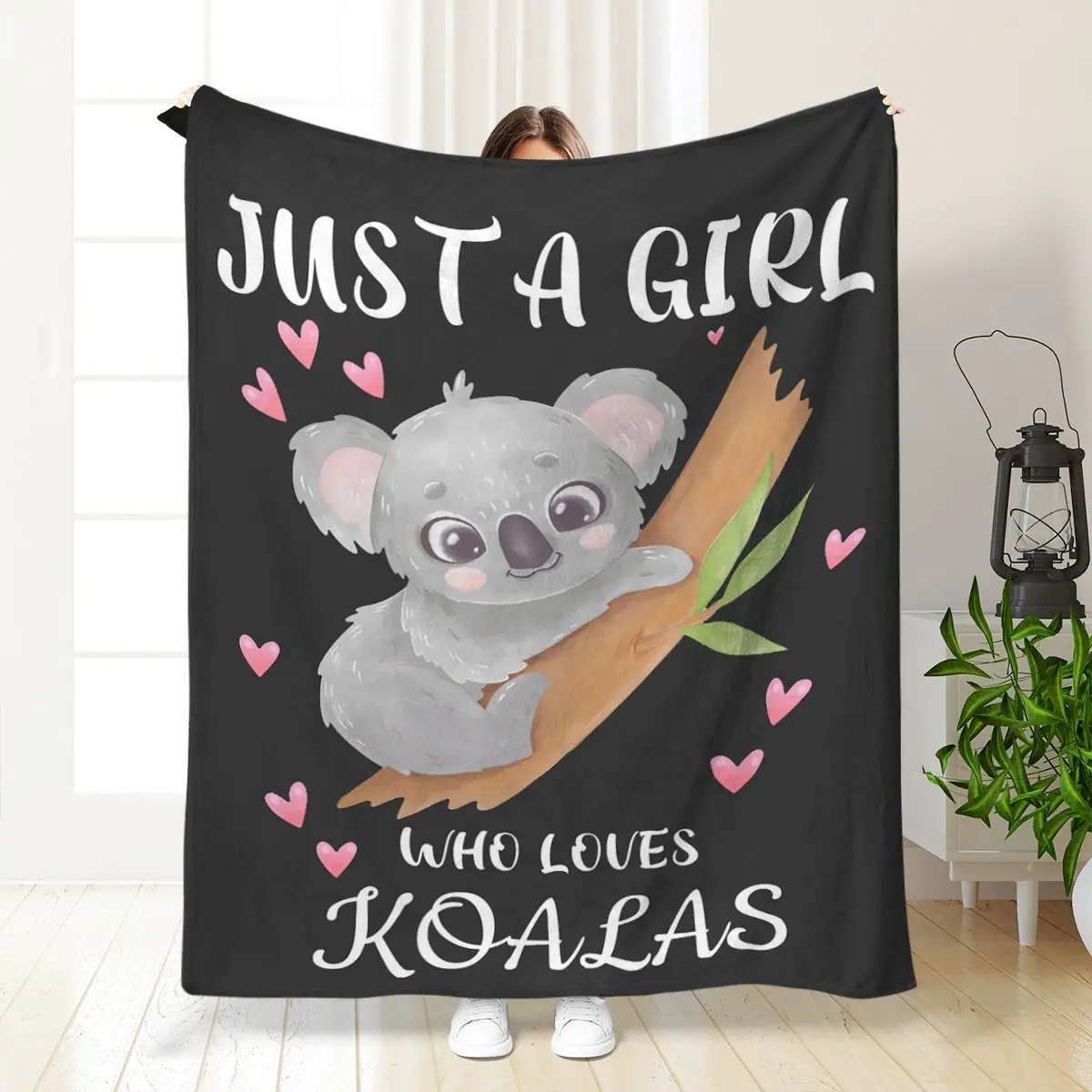 A Koala Blanket Super Soft Flannel Cover Koala Blanket Adult Women's Gift Slogan Print Blanket Soft Blanket Throw