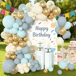 110pcs Birthday Balloon Set, Vintage Smoke Macaron Blue Sand Gold Latex Balloons, Baby Shower, Birthday, Wedding Decor, Balloon Party Supplies, Balloon Arch
