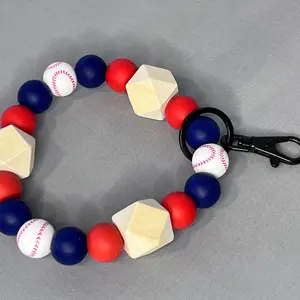 Baseball wristlet keychain