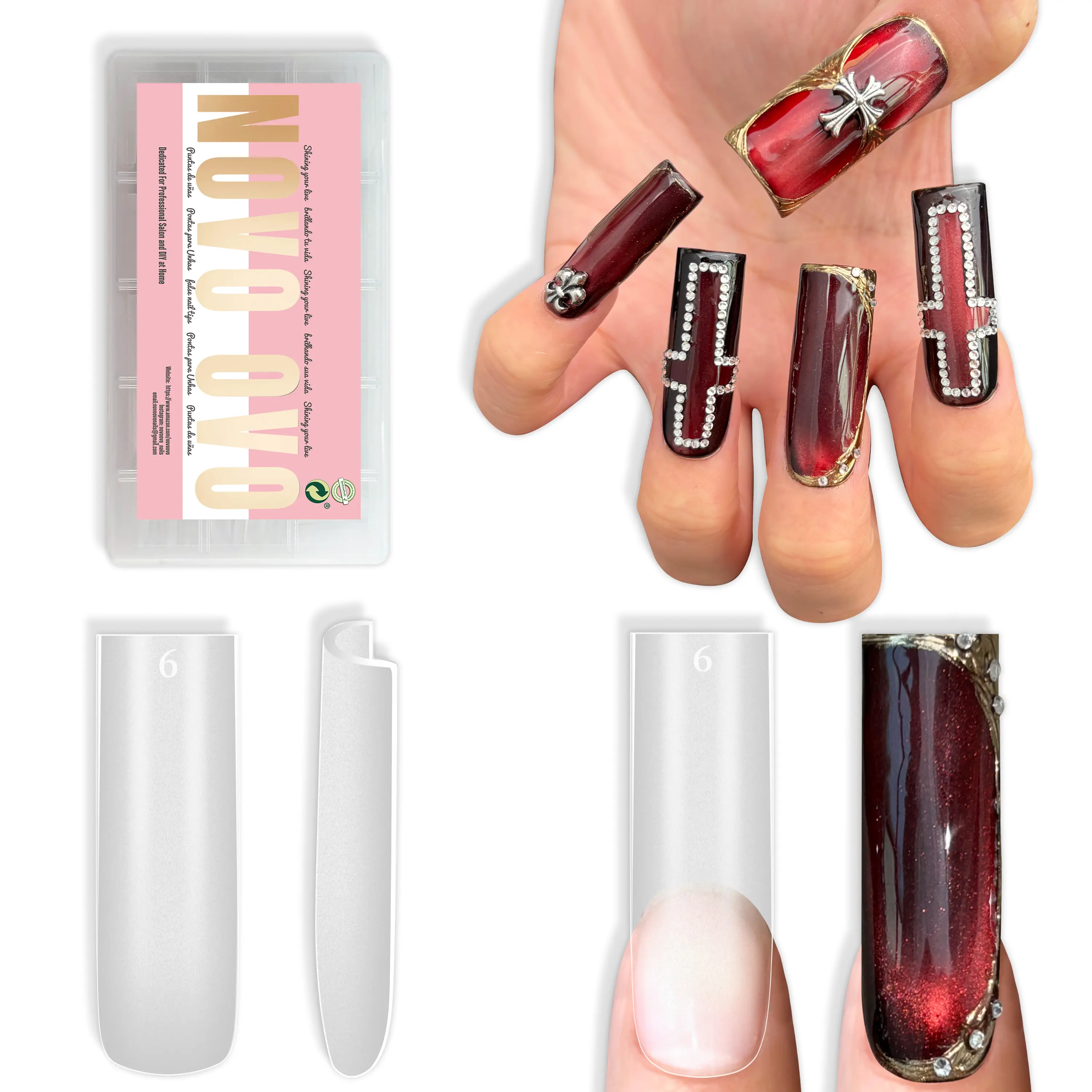 Long Sharp Square Clear Nail Tips