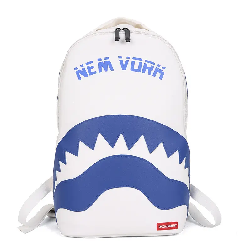 Shark Mouth Backpack for Men Women, Streetwear Casual Daypack with Large Capacity, Lightweight PU Leather School Backpack, Trendy Travel Bag for Teen Boys Girls, Fashion Shoulder Bag for Daily Use