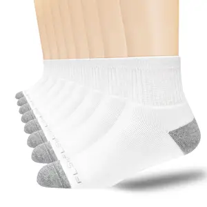 Men's Athletic Ankle Socks 8-Pairs Cotton Cushioned Quarter Socks for Men Moisture Wicking Socks Size 7-9/9-12/12-15 (White)