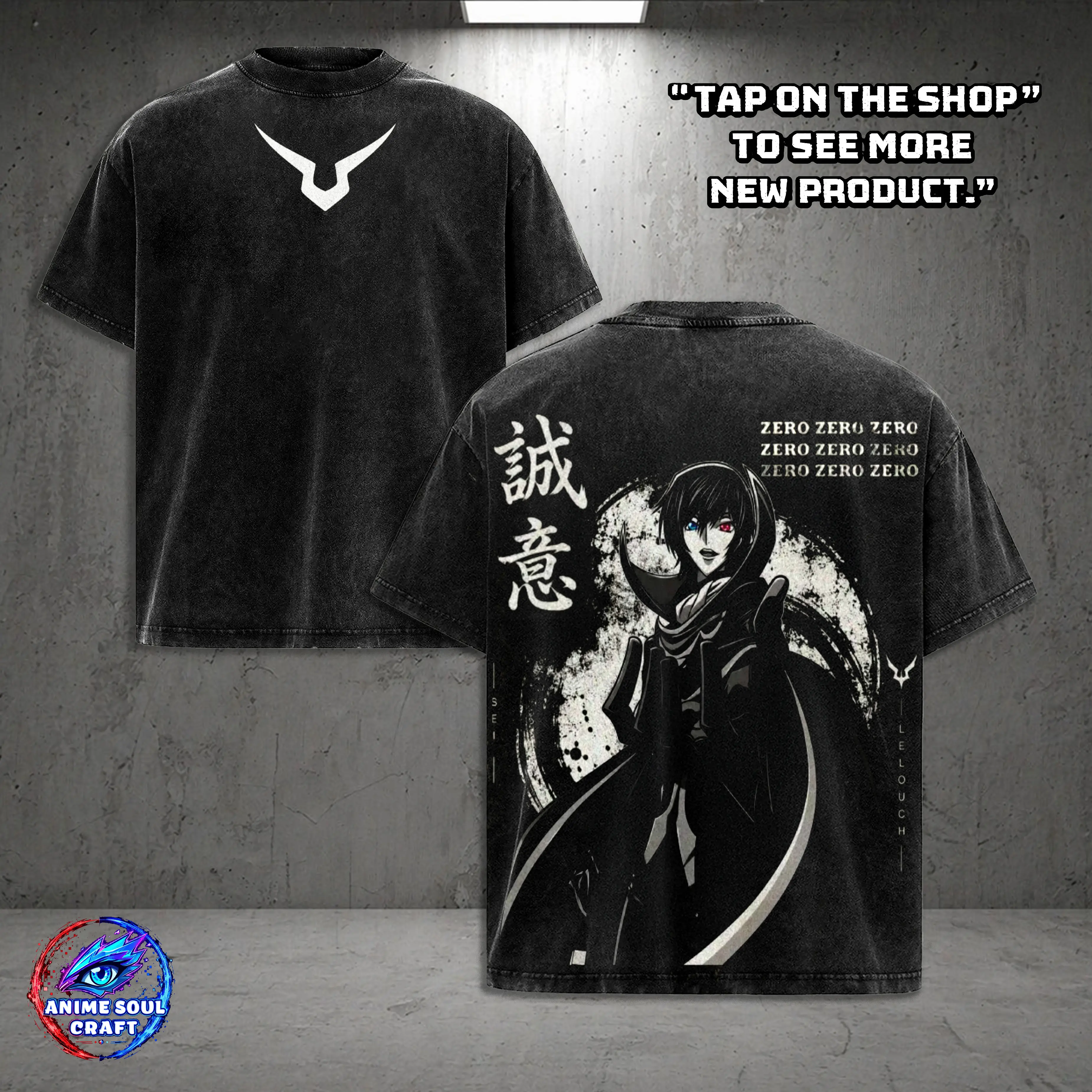 Code Geass Zero Vintage Washed Graphic T-Shirt, Classic Menswear Streetwear Smooth Print Casual Fabric Oversized Oversized Heavyweight Cotton T-Shirts men gifts graphic tees