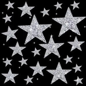 22 count  Iron  Patches Rhinestone Applique  Adhesive Hot Glue  Shape Glitter  Patches for Clothing Repair, Jeans, Bags, Hats and DIY Accessory ()