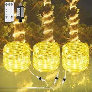 120ft 360 LED Heavy Duty Rope Lights, Outdoor Rope Lights Plug in Outdoor Tube Lights for Deck Patio Garden Party Christmas Clear (Warm White)