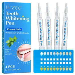 Ikzee3ml Teeth Whitening Pen Set of 4, Fresh Mint Flavor, Low Sensitivity, Gentle Cleaning, Cavity Protection, Travel-Friendly, Teeth Whitener Pen