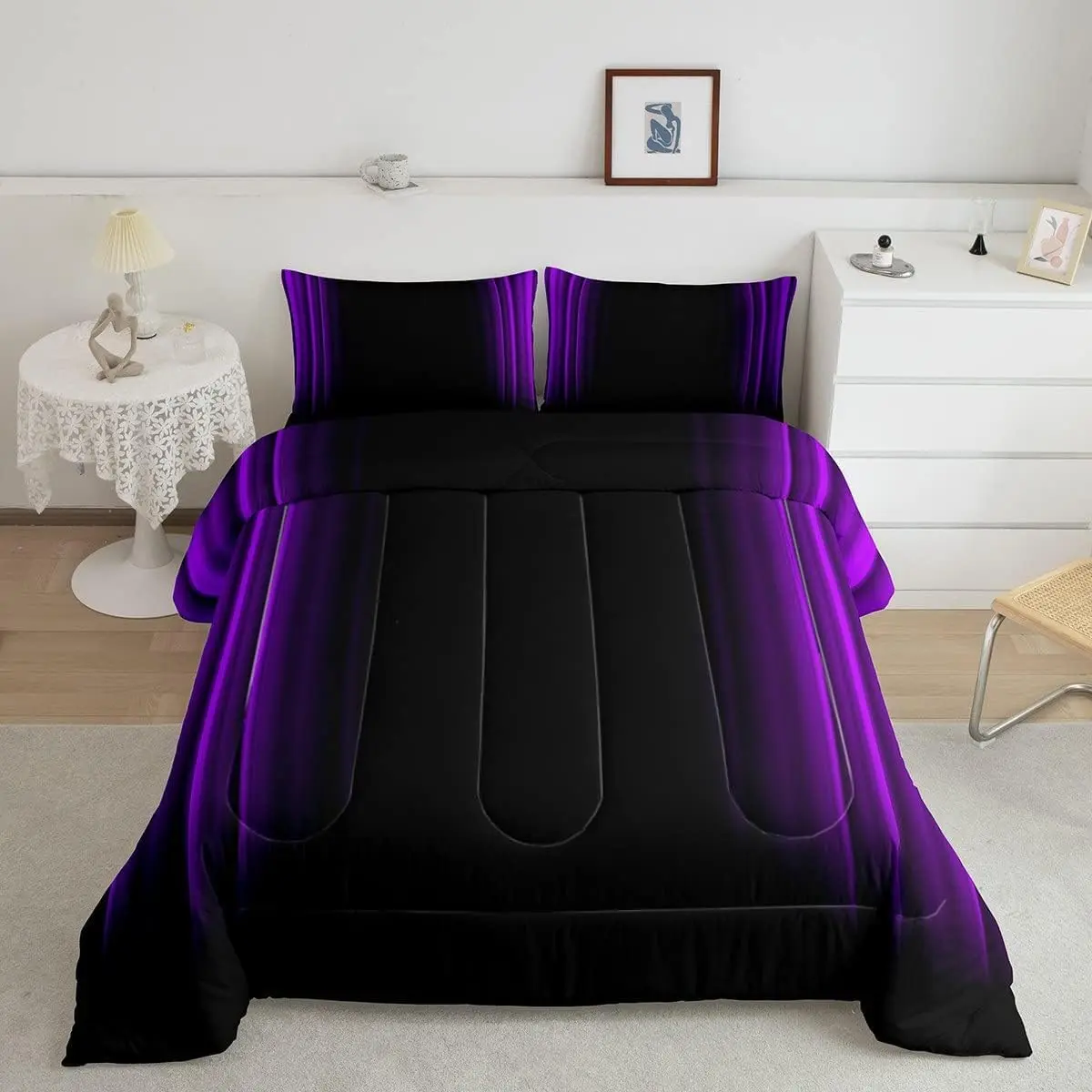 Abstract Ombre Quilt,Twin Full Queen King Size Bedding,Red Black Purple Blue Gray Green Teal Duvet Set with Pillowcase,Modern Fashion Geometric Room, Bedroom Bedding Set