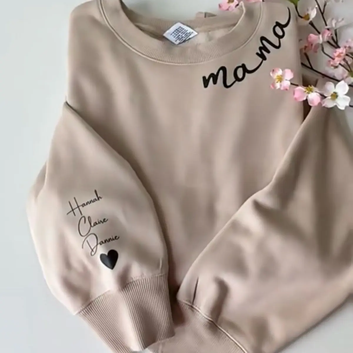 Mama sweater with custom children name on sleeve  Womenswear Comfort Tops Lady Long Sleeve