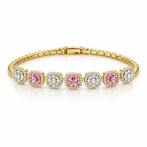 Pink and White Zircon Bracelet 6 to 7 Inches - Elegant Jewelry for Women