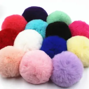 8cm Lovely Rabbit Fur Ball Diy Sewing Material Plush Ball Bag Pendant Handmade Keychain Garment Shoes Decorative Fluffy Ball