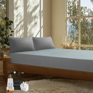 Grounding Sheets, 10% Silver Fiber & 50% Tencel & 40% Cotton, Grounded Fitted Sheet Only, Connected Earth Energy for Better Sleep, Grounding Bed Sheet 18" Deep Pocket,Grey