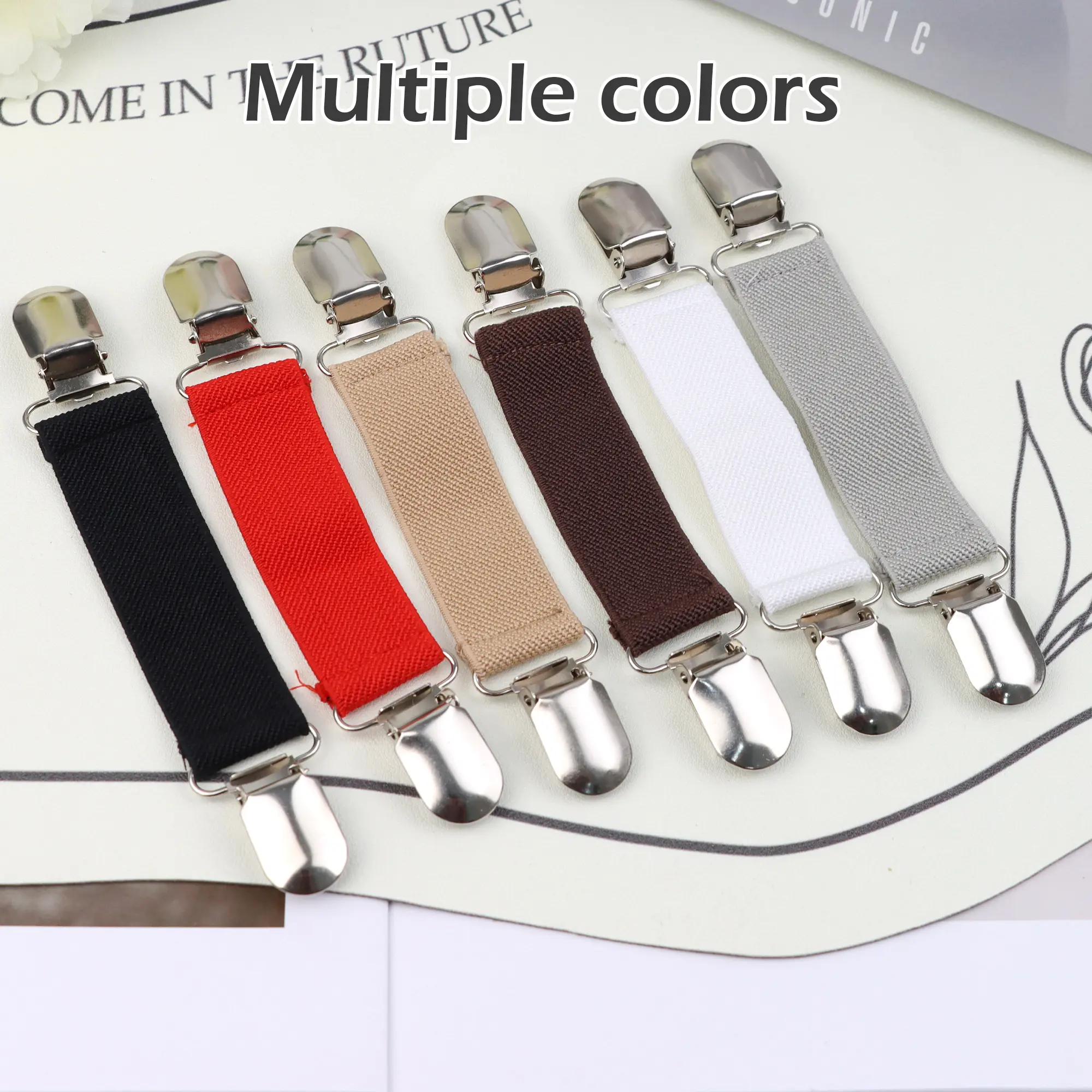 6 Counts Dress Clips Back Cinch Set, Multi-Color Elastic Fasteners for Sweaters & Shirts