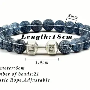 Volcanic Stone Dumbbell Bracelet – Fitness Charm Jewelry