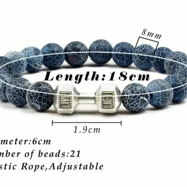 Volcanic Stone Dumbbell Bracelet – Fitness Charm Jewelry
