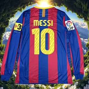 2010 2011 Home retro No.10 Messi long sleeveSoccer jersey