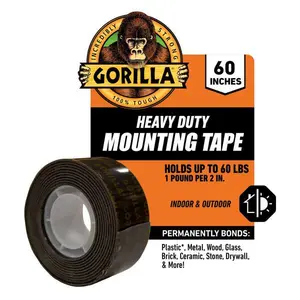 Double-Sided Heavy Duty DIY Mounting Tape Black for 30 Lbs. 1 in. x 1.67 yd. Strong Bonds, Strong Hold on Smooth & Rough Surfaces