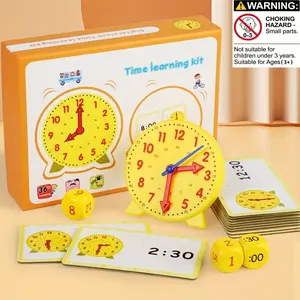 3.9 Inch Clock Model Set, Includes Clock Dice & Flash Cards, Elementary Teaching Aid, Math Learning Tools, Non-Synchronous Time Awareness Learning Assistant