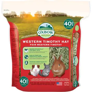 Oxbow Animal Health Western Timothy Hay - Veterinarian Recommended - Hay for Rabbits, Chinchillas, Guinea Pigs & Other Small Pets - Grown in the USA - Premium Quality Natural Hay - Fiber Rich - 40 Oz.