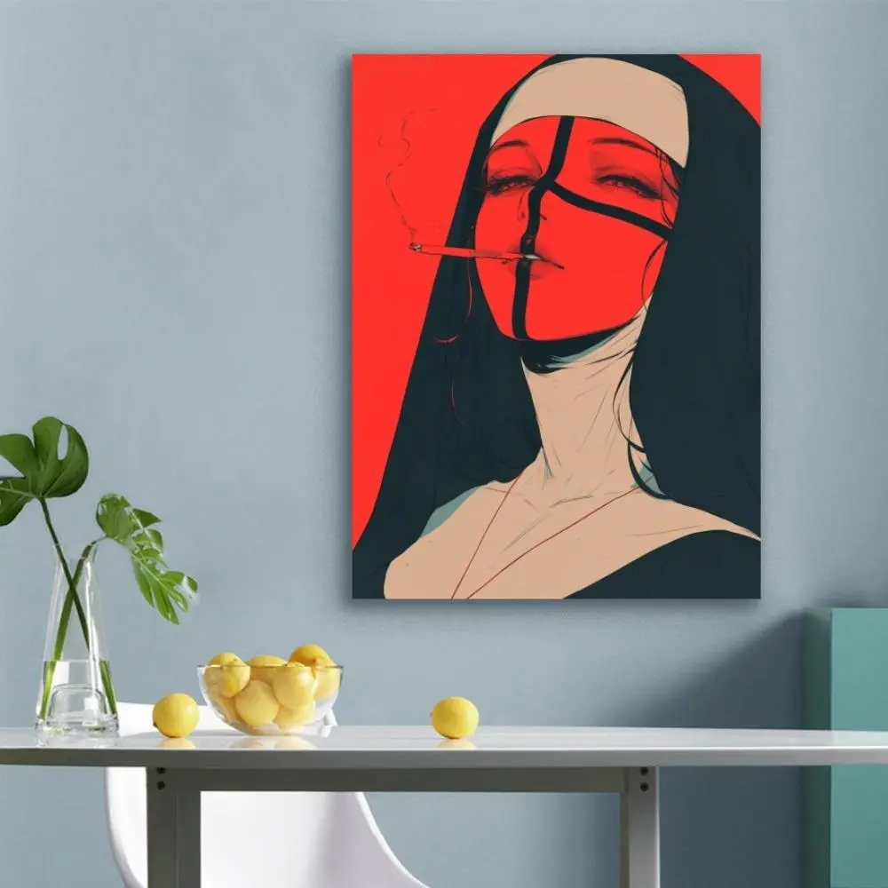 Abstract Girl Pattern Abstract Face Design Unframed Painting, Modern Canvas Wall Art, Artwork, Decorative Painting for Home Living Room Bedroom