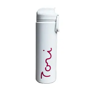 Love TV Show Water Bottle CUSTOM White with Pink Script Name Design