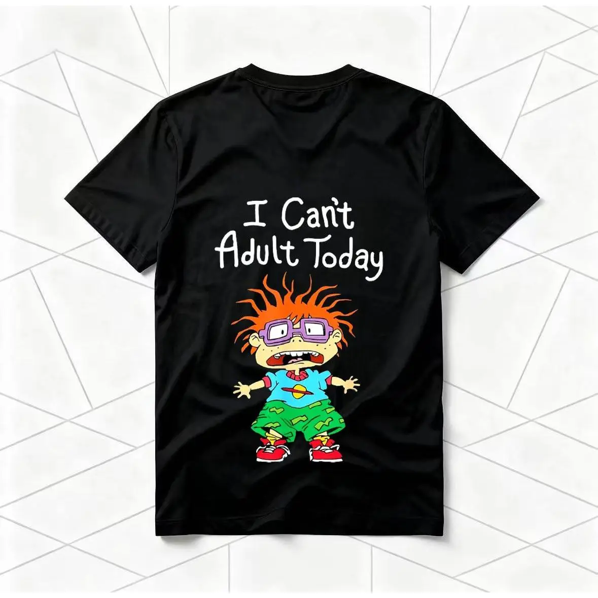 Retro 90s Rugrats Graphic T-Shirt, Funny 'I Can't Adult Today' Cotton Top for Men & Women, Short Sleeve Round Neck Nostalgic Streetwear