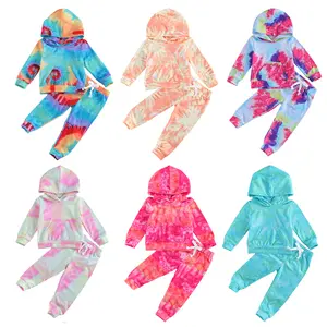 Kids Toddler Baby Girl Tie Dye Tracksuit Outfit Crewneck Top and Pants 2Pcs Clothes Set Sweatsuits Jogging Suits