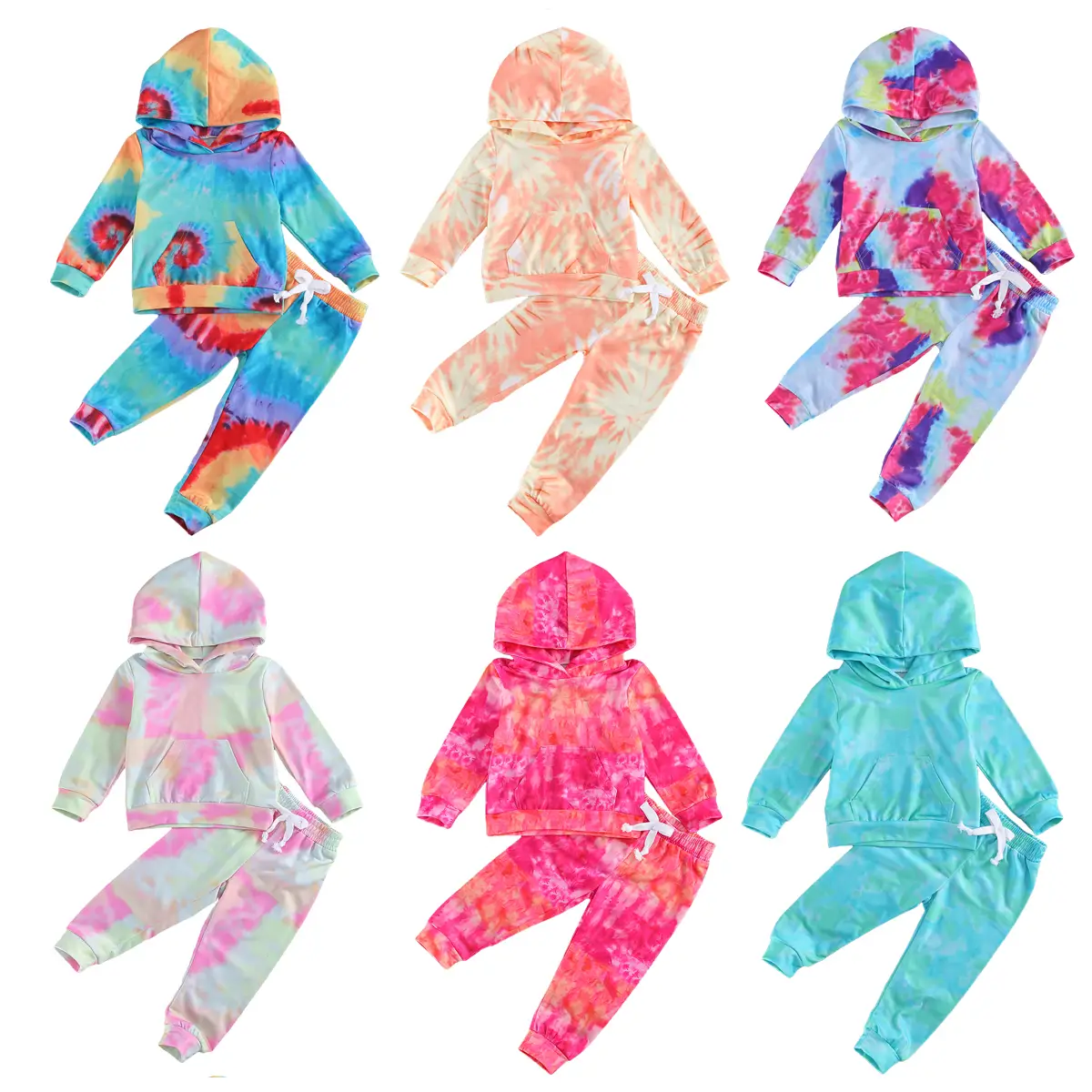 Kids Toddler Baby Girl Tie Dye Tracksuit Outfit Crewneck Top and Pants 2Pcs Clothes Set Sweatsuits Jogging Suits