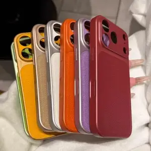 Luxury shock-absorbing lychee leather texture for iPhone case 17 16 15 14 13 Pro Max 17 Pro Soft full bumper matte light cover