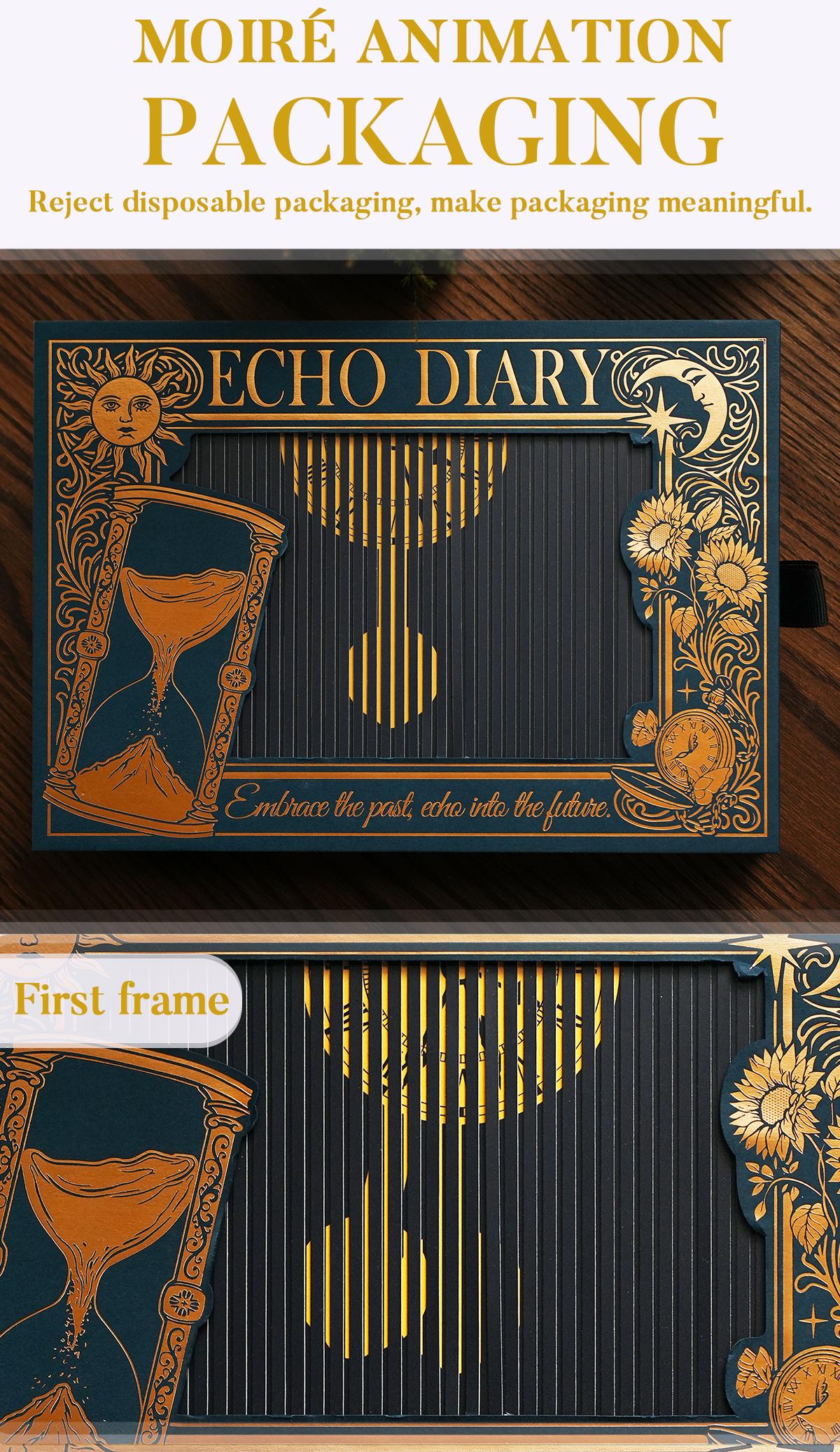 Echo Diary Guided Reflection Journal GTD Planner Hardcover Memory Book Smyth Sewn Lay Flat Notebook with Oxford Paper Scratch Off Weekly Challenges Moire Gift Box Self Growth Journal Daily Writing Diary Time Capsule Journal for Women and Men