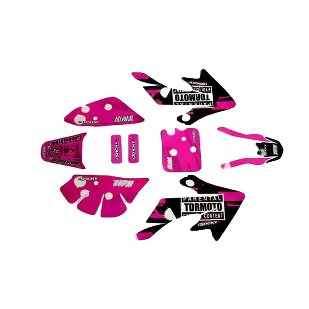 Pink Motorcycle Graphics Kit Decal Stickers Plastic Fender Fairing Sticker Set for CRF50 XR50 CRF SDG SSR Dirt Pit Bike Offroad Enduro Motorbike Mobility 50cc 70cc 90cc 110cc 125cc 140cc 150cc 160cc
