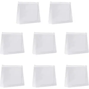8 count-Mini Small PVC Transparent Plastic  Organizer Bag Pouch With Zipper Closure for Vacation Travel, Bathroom and Organizing Makeup Bag