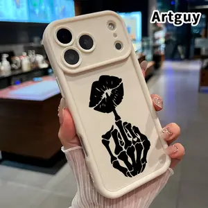 Skeleton Kiss Gesture Advanced fashion gift Case for iPhone Air 17 16 15 14 Pro Max 16E 13 12 11 XR XS Plus Shockproof Full Camera Protection Durable slim Silicone Cover